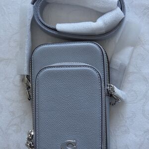 NWT - Coach Crossbody Phone Case in Gray Leather